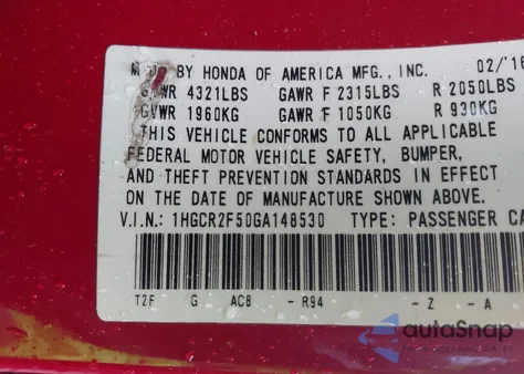 2016 Honda Accord Sport из США, поврежденный, VIN 1HGCR2F50GA148530